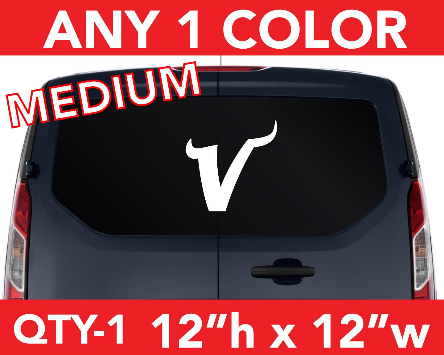 MINNESOTA VIKINGS ” V ” Logo MEDIUM DECAL STICKER 12″h x 12″w Any 1 Color