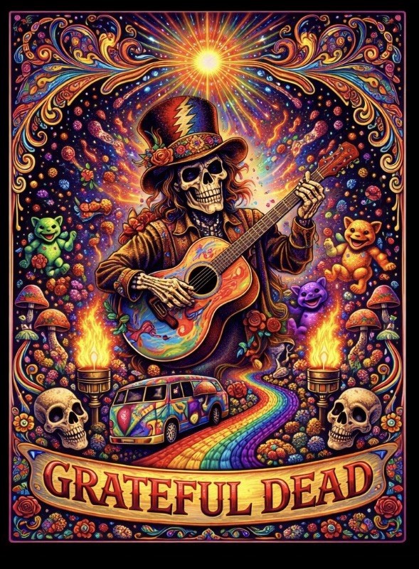 3″ Sticker – Hippy Dead Head Grateful Dead Jerry Vintage Tour Dancing Bears Vibe
