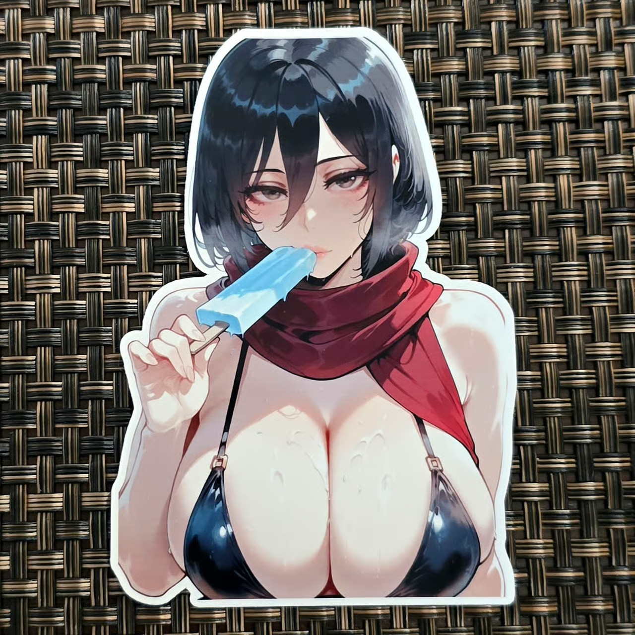 Mikasa Akerman Attack on Titan bikini waifu sticker