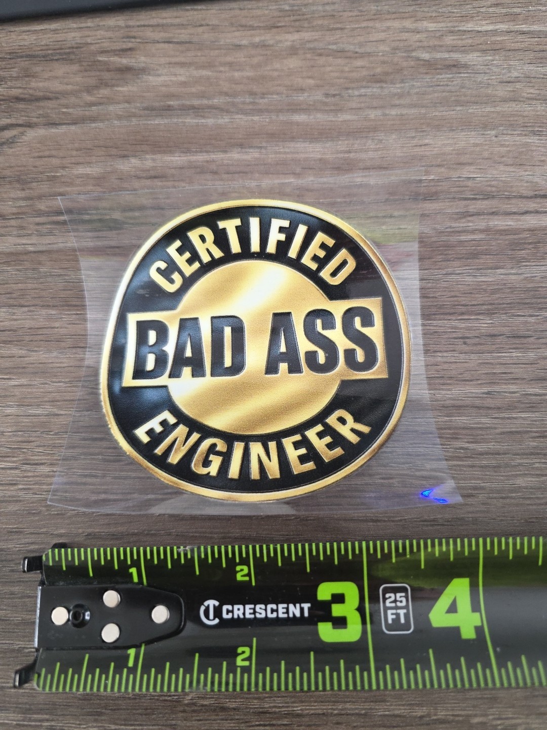 Certified Badass Engineer 4in UV DTF Decal Sticker Waterproof Construction