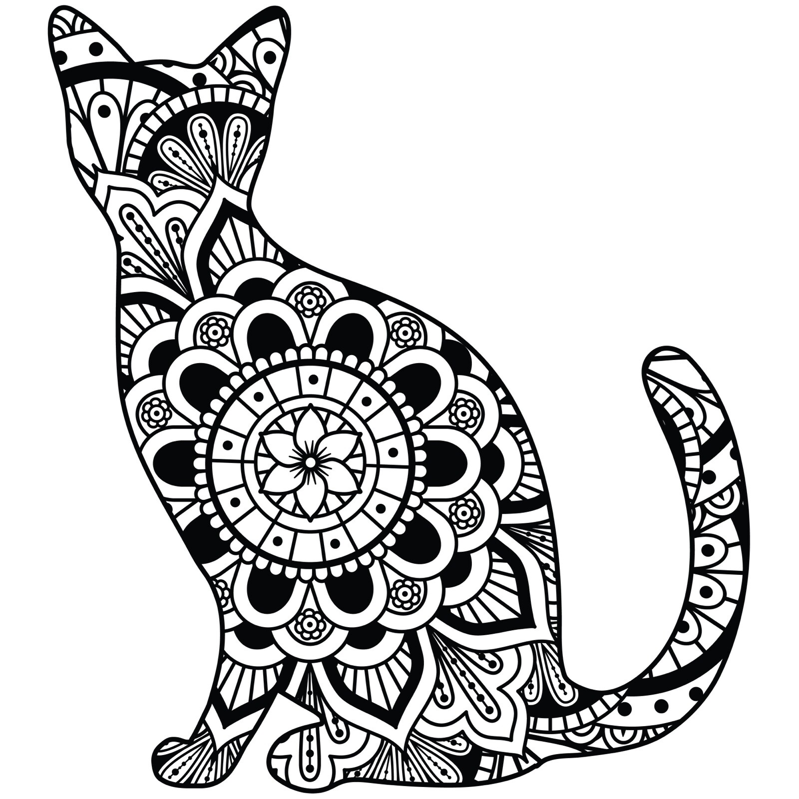 4” Mandala Cat Sticker Elegant Design Beautiful Kitten Meow Lady Pet Cool