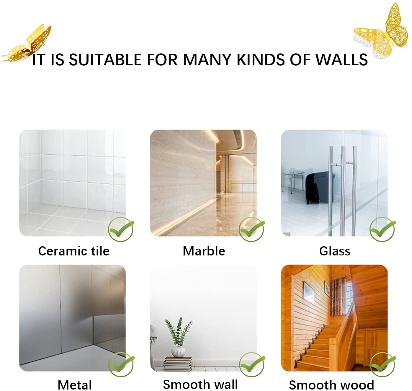 48PCS De Decoraci�N De Pared De Mariposas 3D, Mariposa Morada,4 Estilos, 3 Tama�