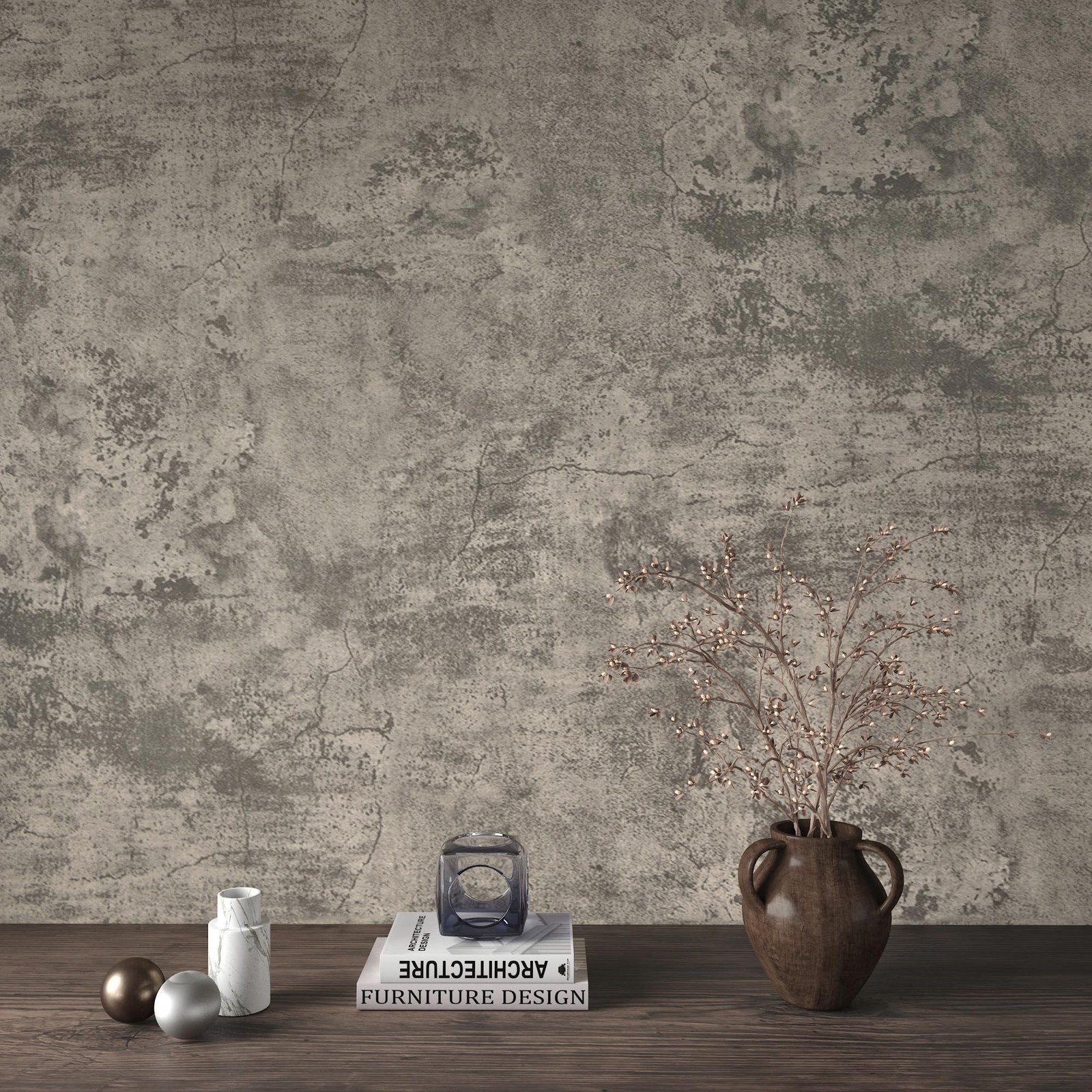 JSEVEM 48″×118″ Extra Wide Thick Light Brown Grey Concrete Wallpaper Peel a