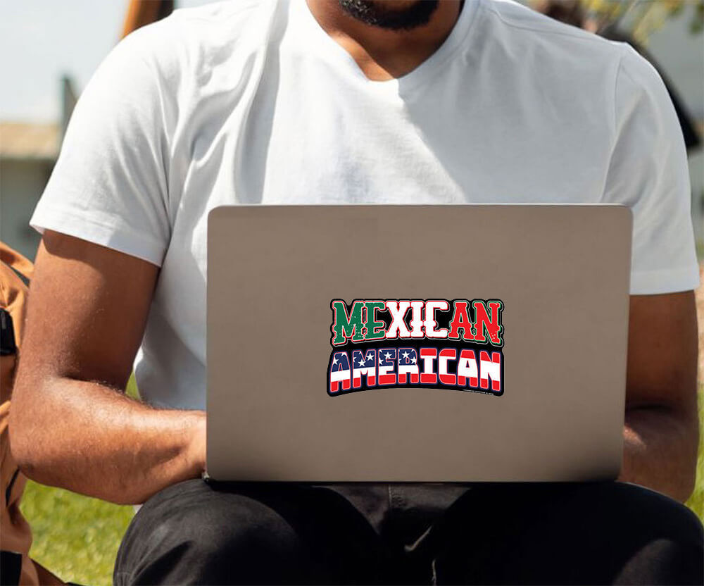 Mexican American – Postcard Sized Vinyl Sticker 6″ x 3″