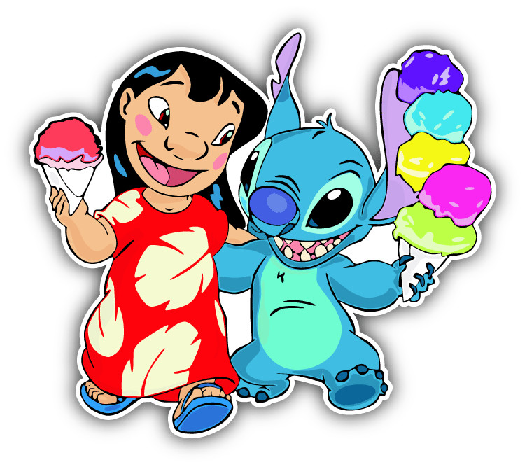 Lilo & Stitch Ice Cream Cartoon Car Bumper Sticker Decal 5” x 4”