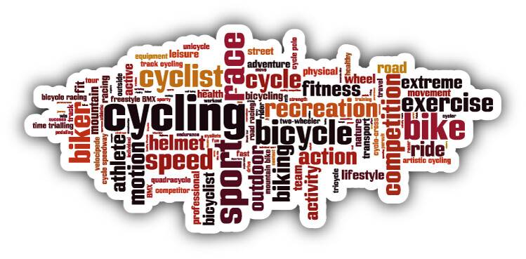 Cycling Sport Word Cloud Car Bumper Sticker Decal