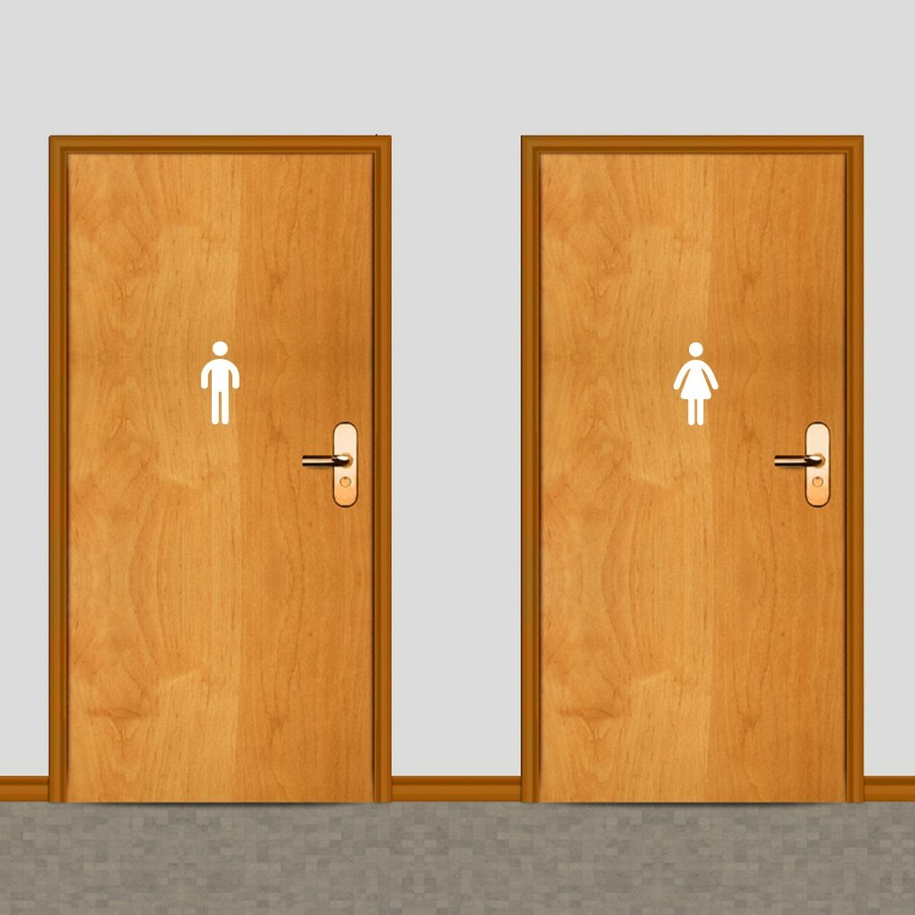 Men’s and Women’s Restroom Wall Decal Set – Bathroom, Restroom, Signs, Label