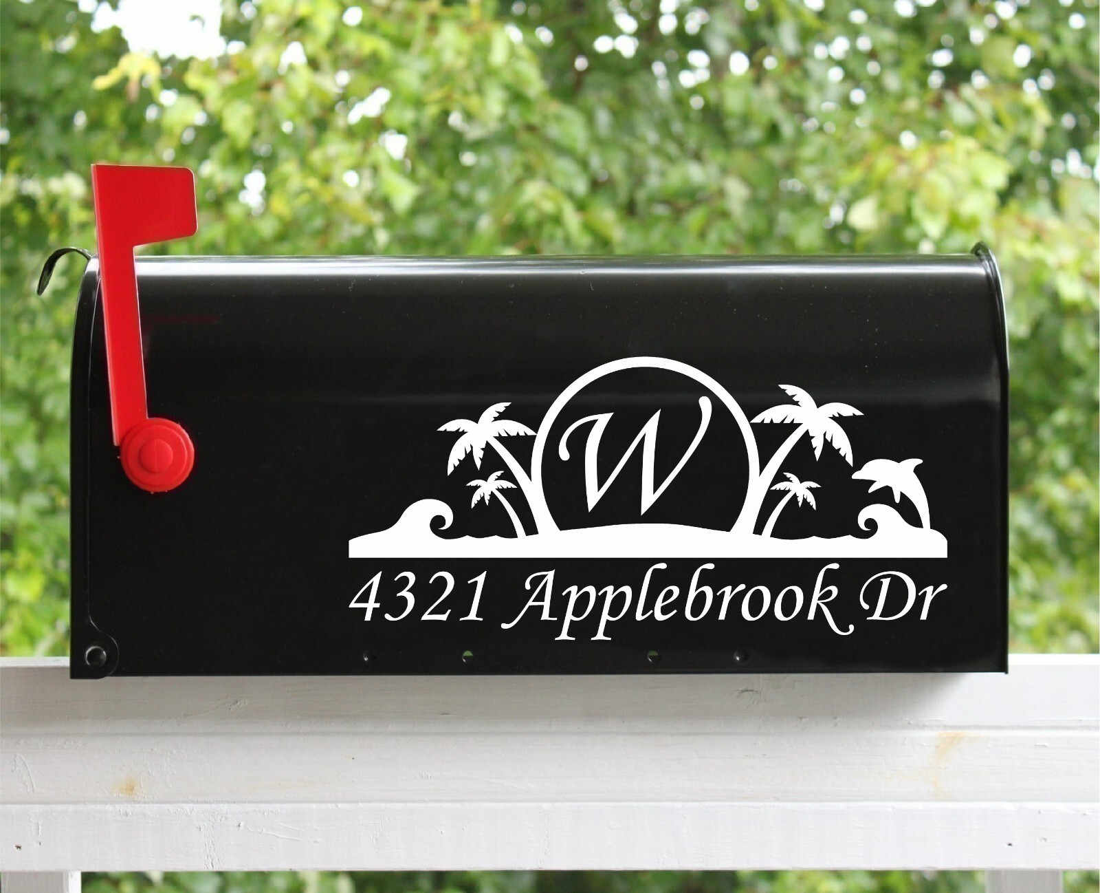 Set of 2 – 5″ x 11″ Custom Beach Themed Mailbox Decals Stickers Initial & Street