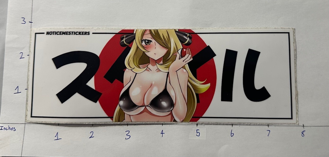NoticeMeStickers ” Blonde Waifu Japanese flag ” Die Cut Anime Slap Car Stickers