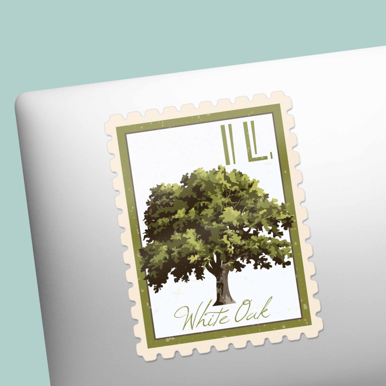 Illinois State Tree White Oak Sticker – IL Vintage Stamp Decal
