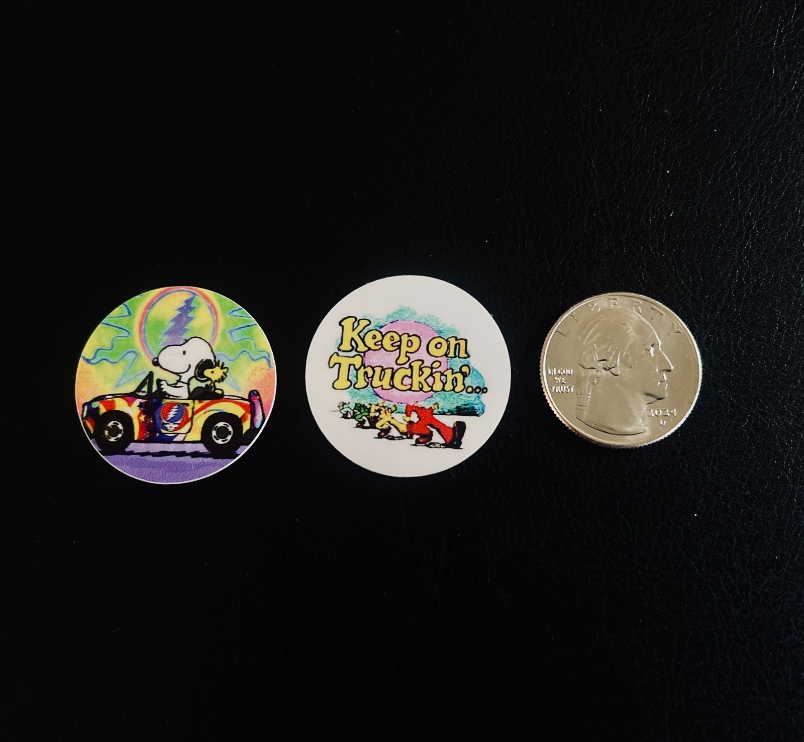 2pc Vintage Retro Style Round Stickers – 1.2″ Psychedelic Art Decals