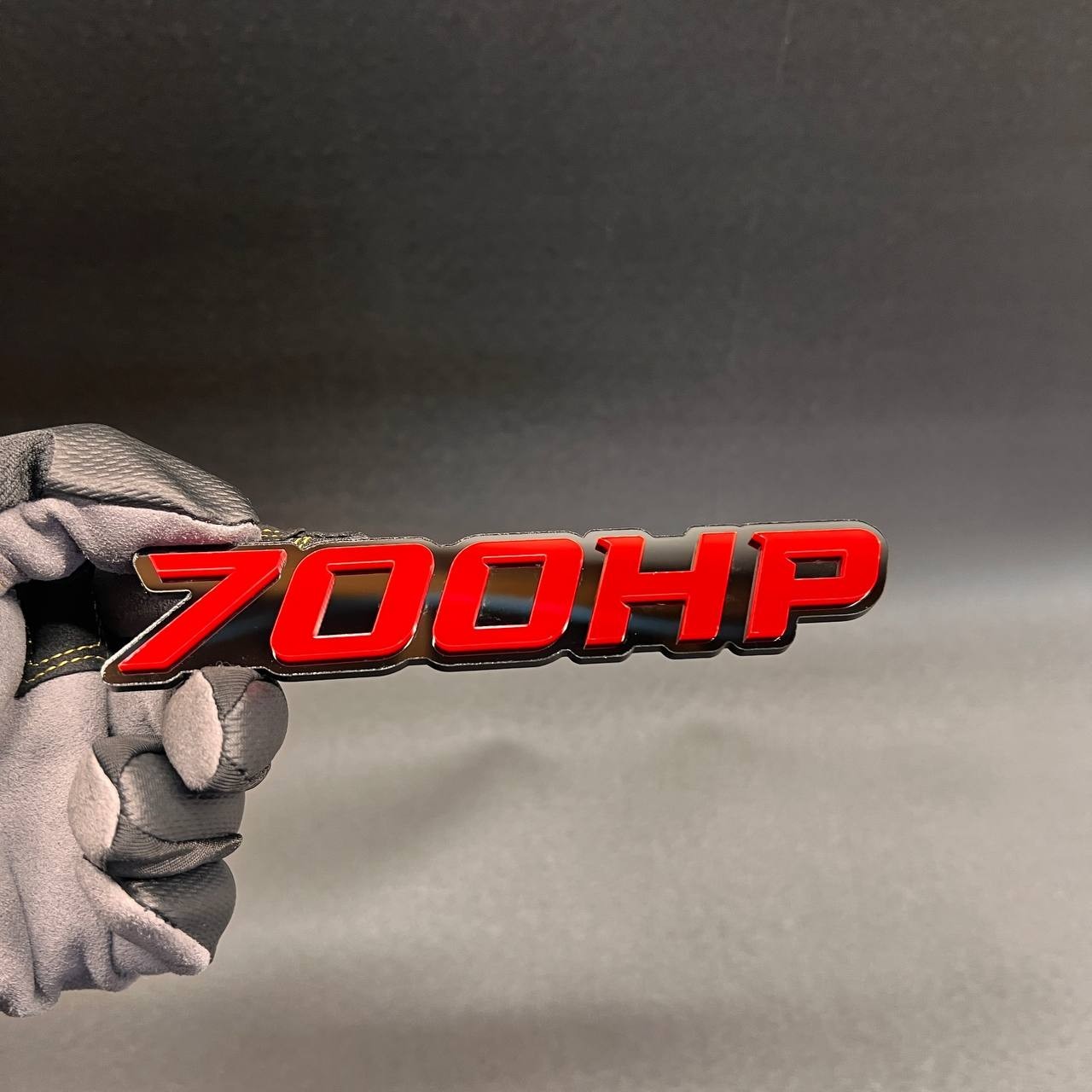 1X 700 HP Custom 3D Car Emblem – Multicolor Acrylic Car Badge Decal RED – BLACK