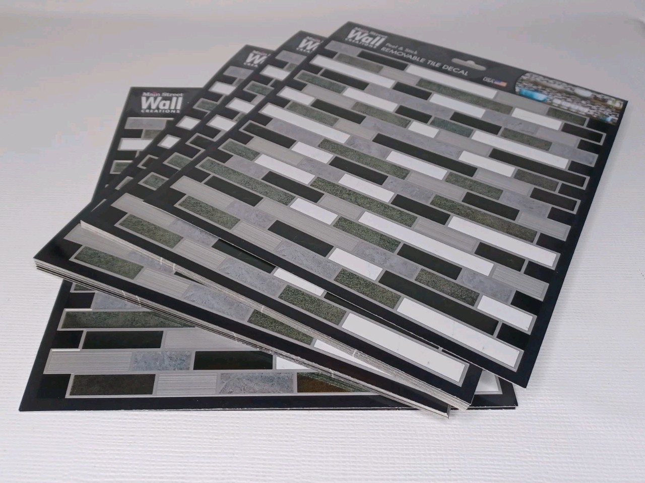 24 Main Street Wall Creations Peel & Stick Removable Tile Decals 8″ x 8″