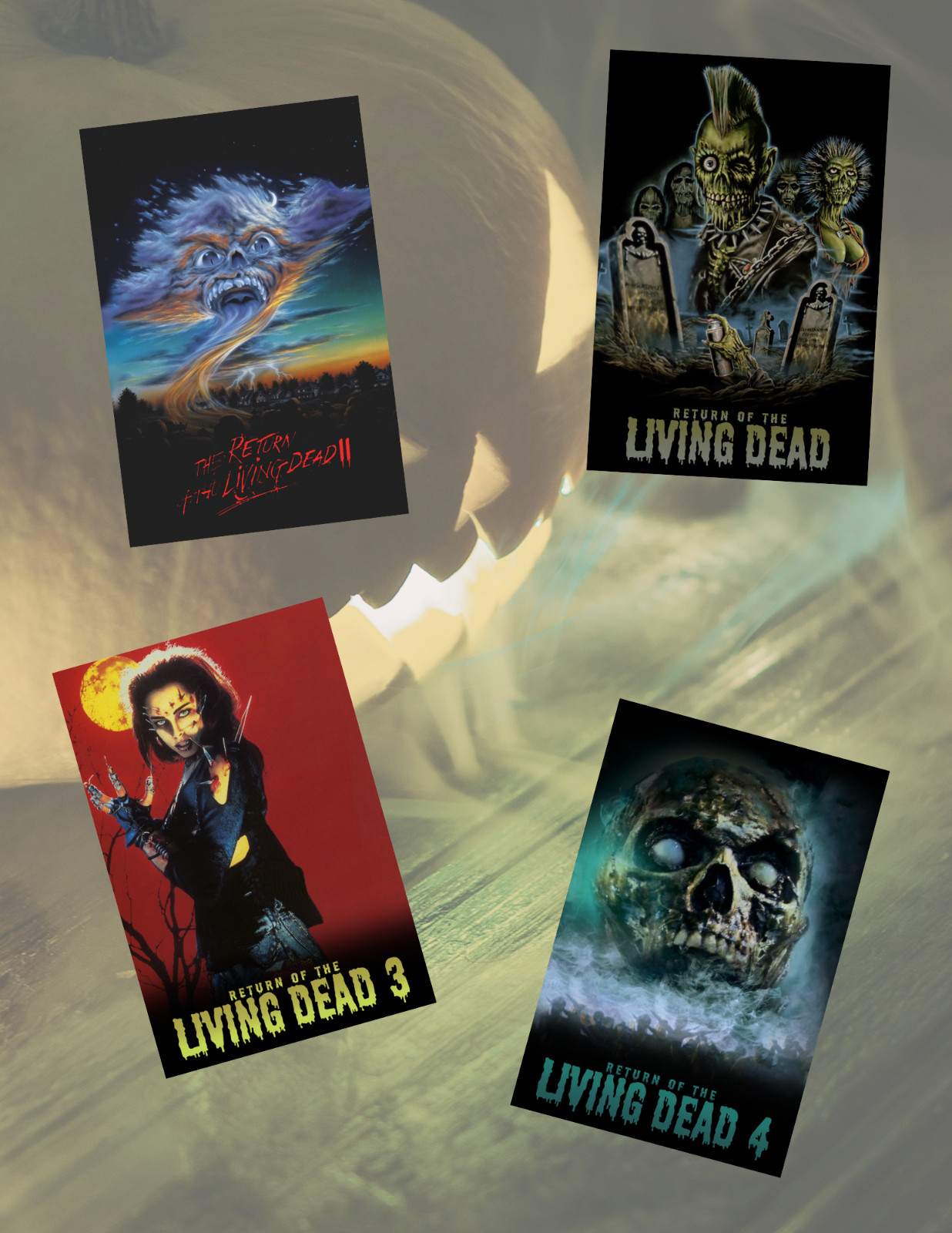 Return Of The Living Dead Horror Movie Poster 4pc Sticker Pack