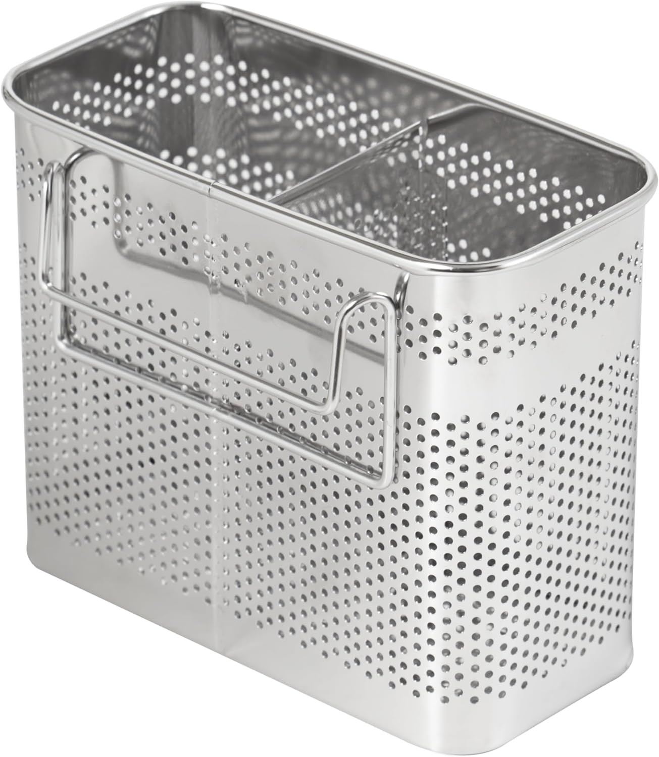 Silverware Drying Basket, Hanging Rectangular Utensil Holder with 2 Compartments