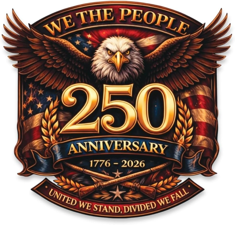 2PK 4X6 In USA 250th Anniversary Car Window Decal 1776-2026 Patriotic Eagle