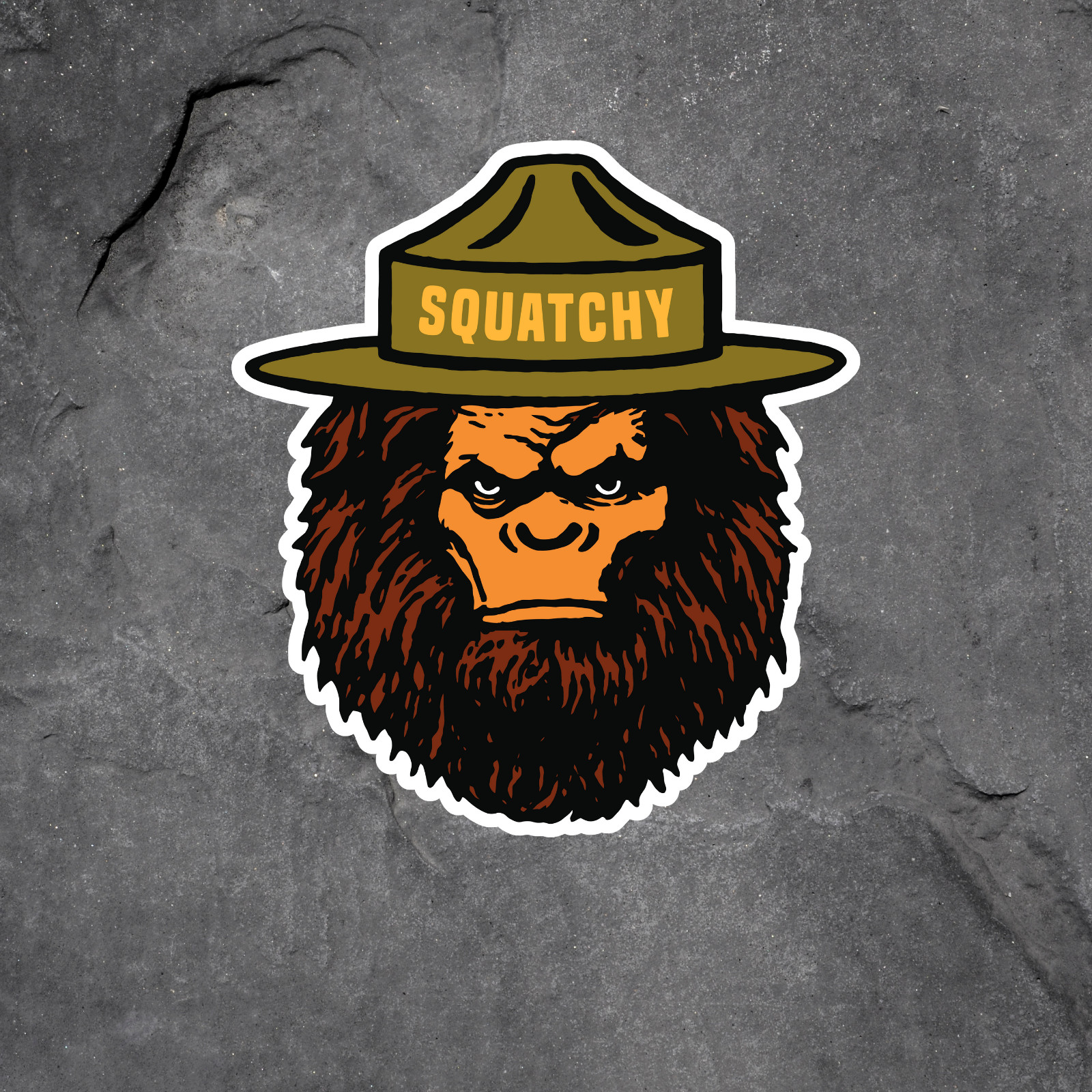 Bigfoot Sticker Vinyl Decal Squatchy Sasquatch Forest Ranger Hat Funny Design