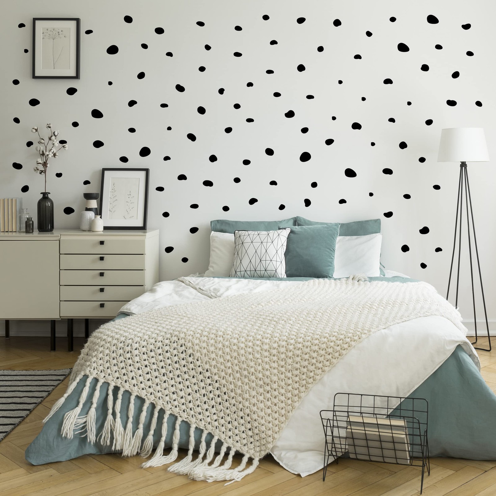 Decalcomania Irregular Black Dots Wall Decals – Set of 216 Small Dalmation Do…