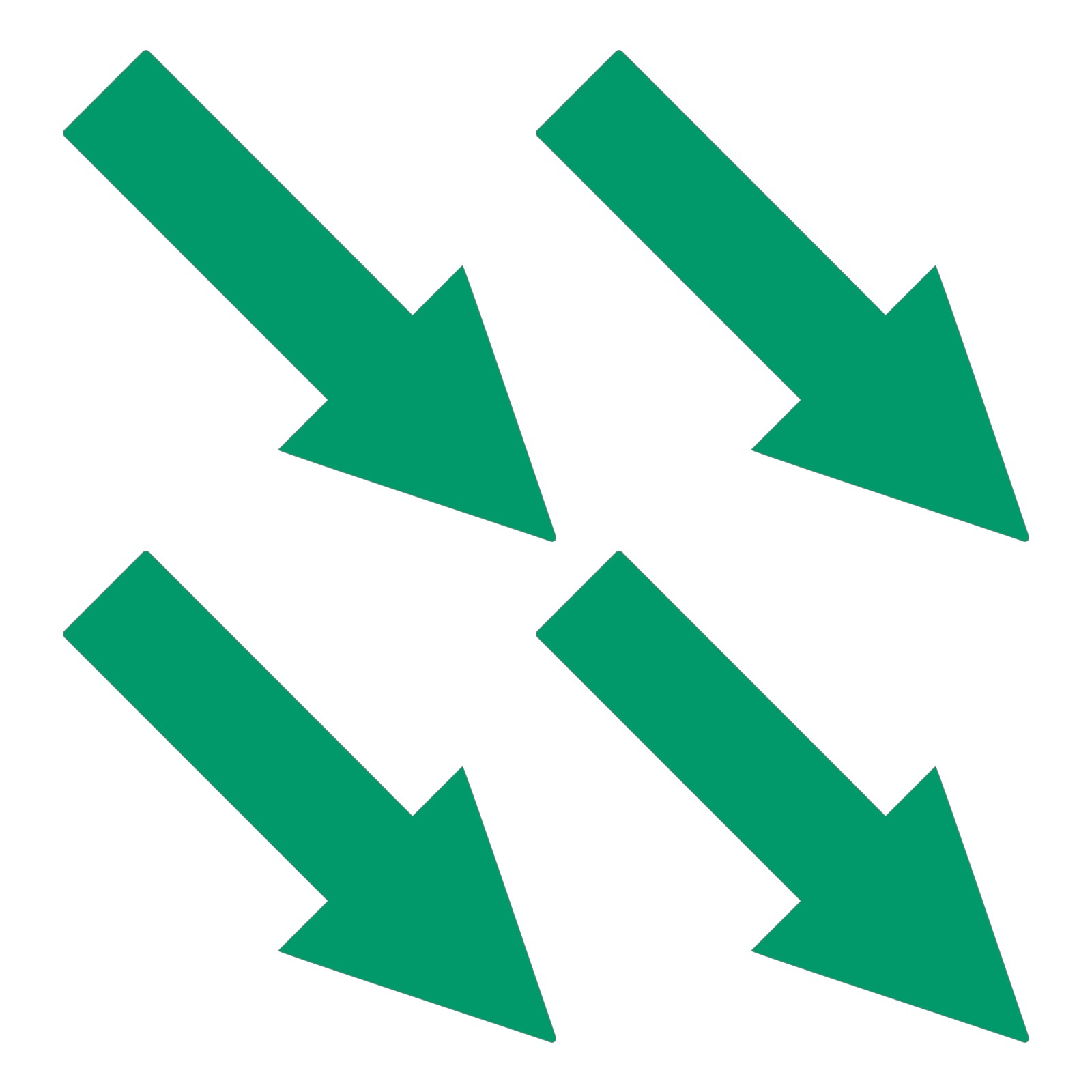 Arrow stickers 12×5 cm, 4pcs for floor indications, green