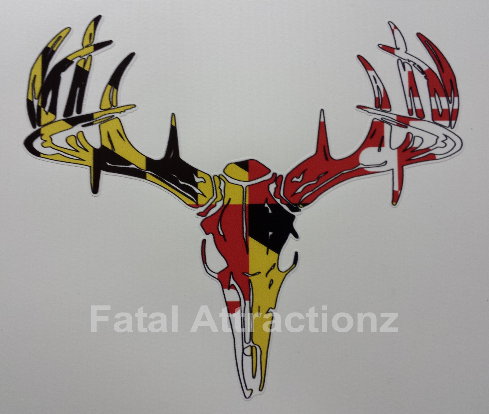 Maryland Flag Deer Skull S4 Vinyl Sticker Decal Hunting Buck whitetail bow