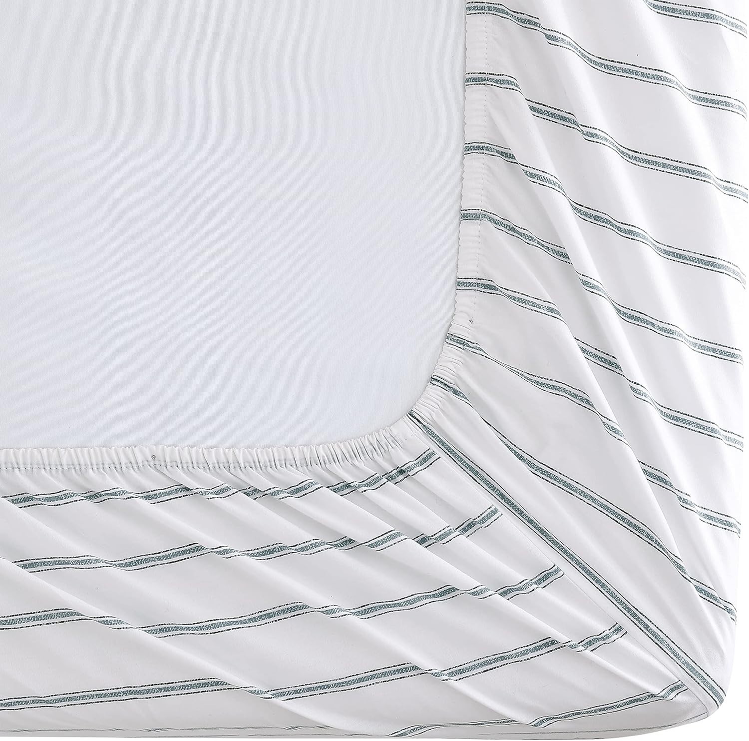 Queen Sheets, Cotton Percale Queen, Trenton Stripe Green