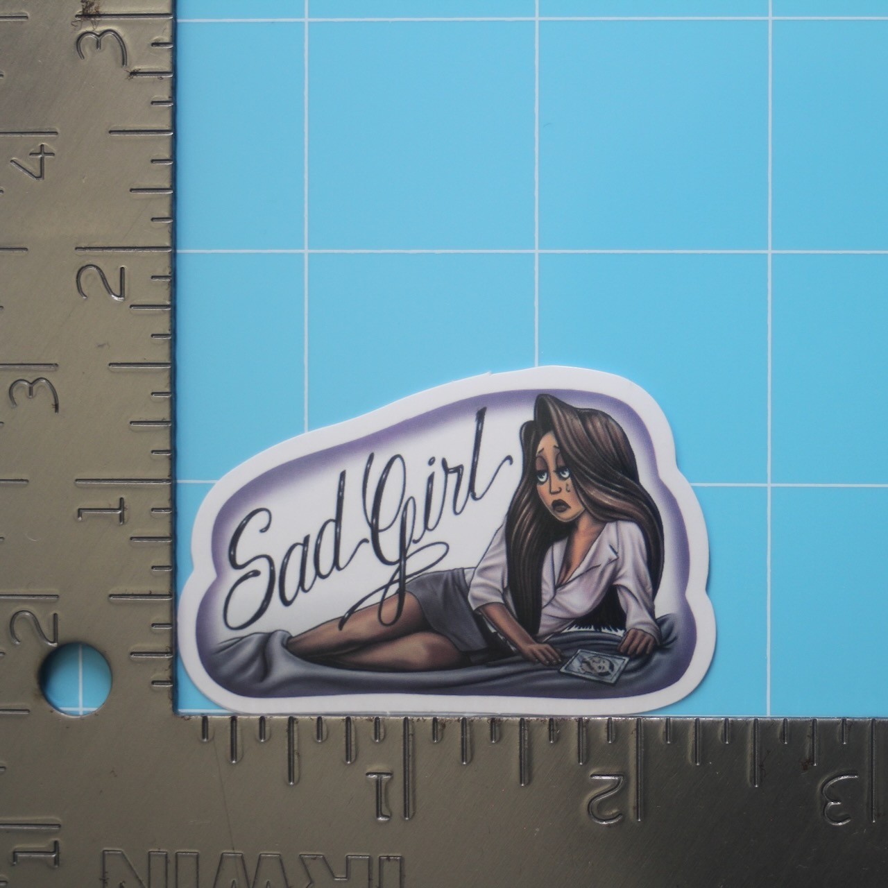 Lowrider Sticker (SAD GIRL CHOLA) Chicana Vato Gangster, Gloss Vinyl Decal