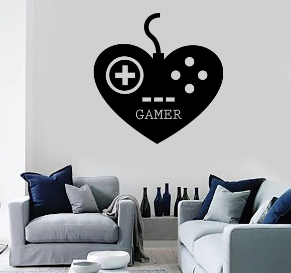 Wall Decal Sticker Joystick Gamer Control Gamer’s Heart Vinyl Decor (n1016)