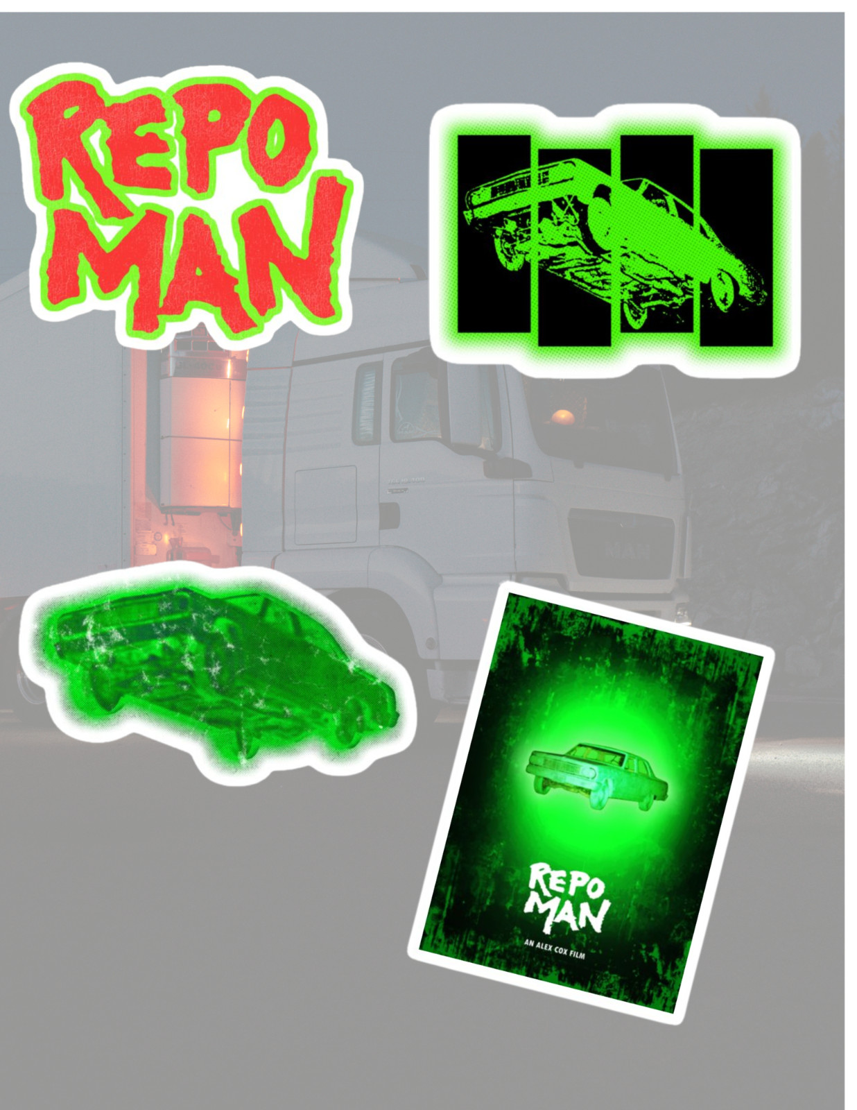 Repo Man 80’s Movie 4pc Sticker Pack