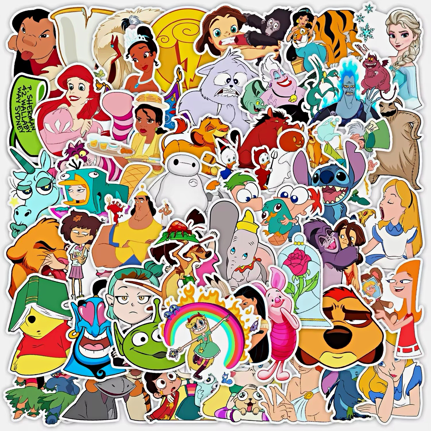 Disney Cartoon Character Sticker Pack Multicolor for Laptop Film & TV