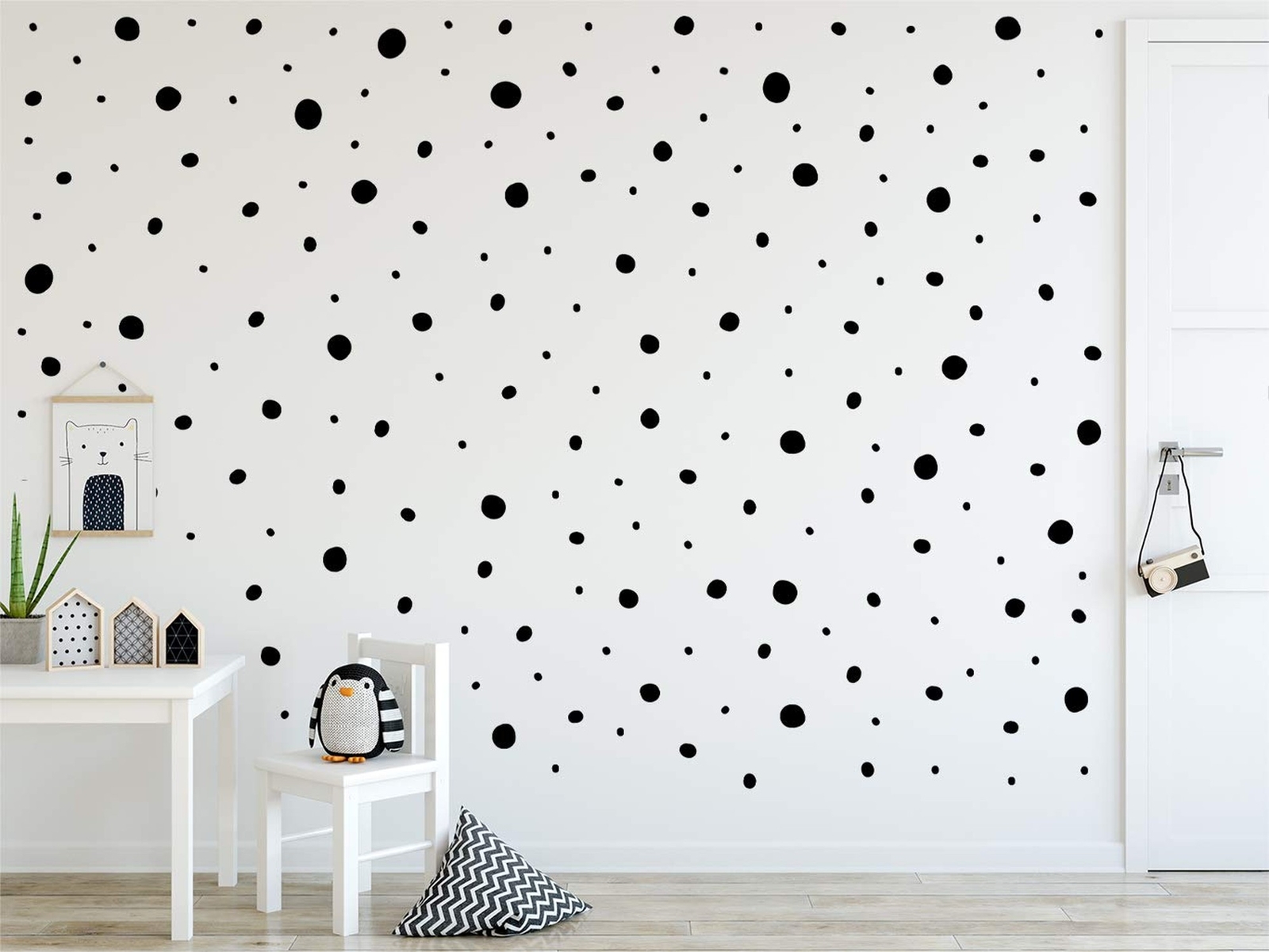 | Hand Drawn Blobs & Dots Dalmatian Irregular Shape Home Nursery Decoration P…