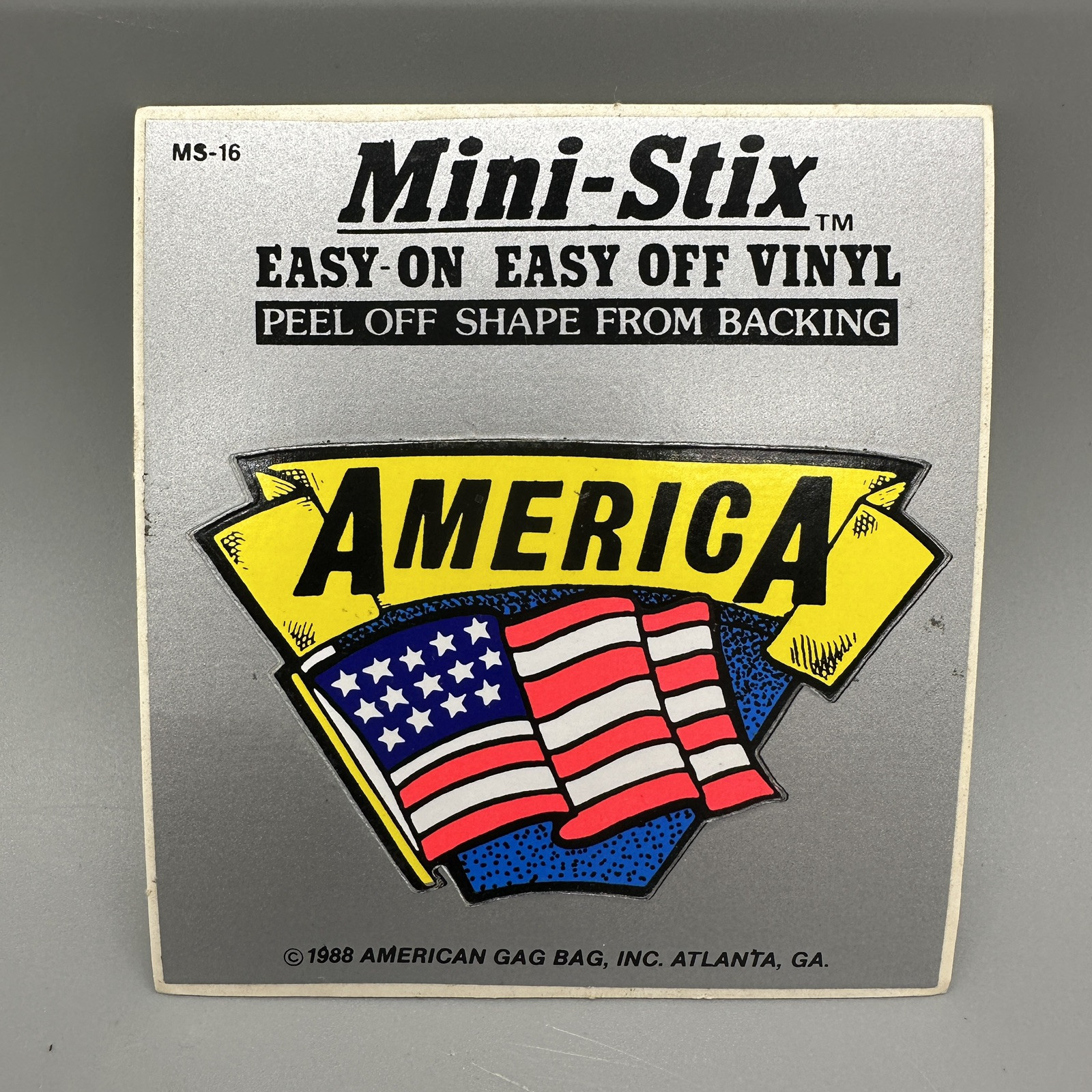 1988 Vintage “America” US Flag – Black Light Retro Vinyl Sticker Cut-Out