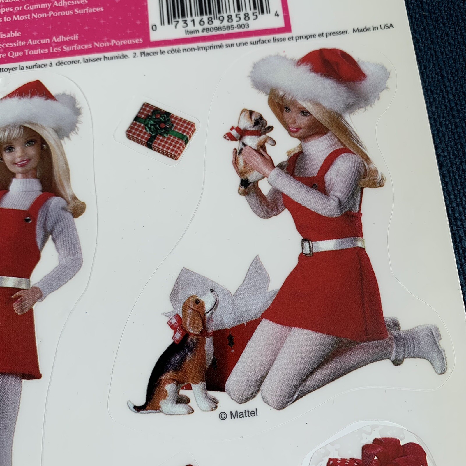 Barbie Static Cling Window Decor Winter Snow Christmas Mattel 1999