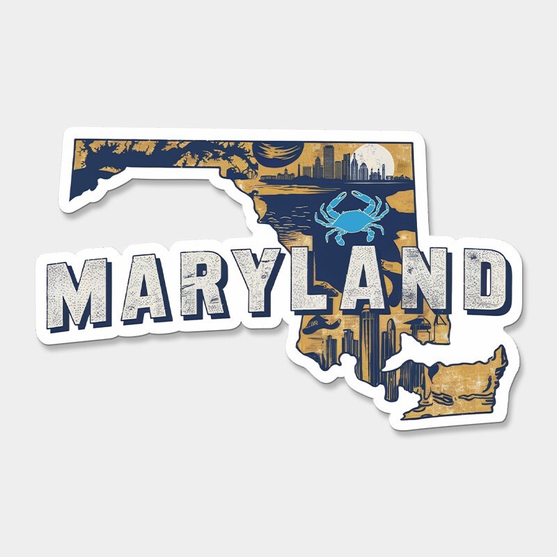 Maryland State Printed Sticker Vinyl Decal USA MD United States Car Window