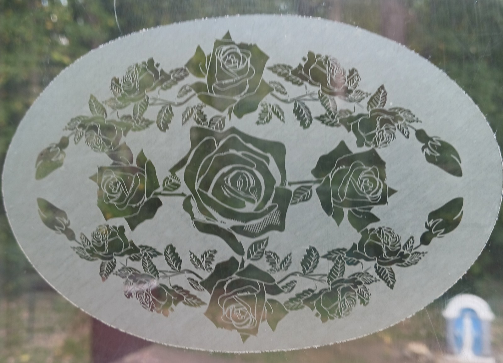 ROSE COLLECTION Decal 4″x6″ OVAL Etched Glass Look Cling Removable & Reusable64
