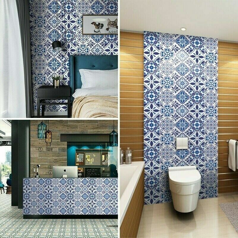 Waterproof Ceramic Tile Sticker Self Adhesive Kitchen 3D Floor Wall Stickers