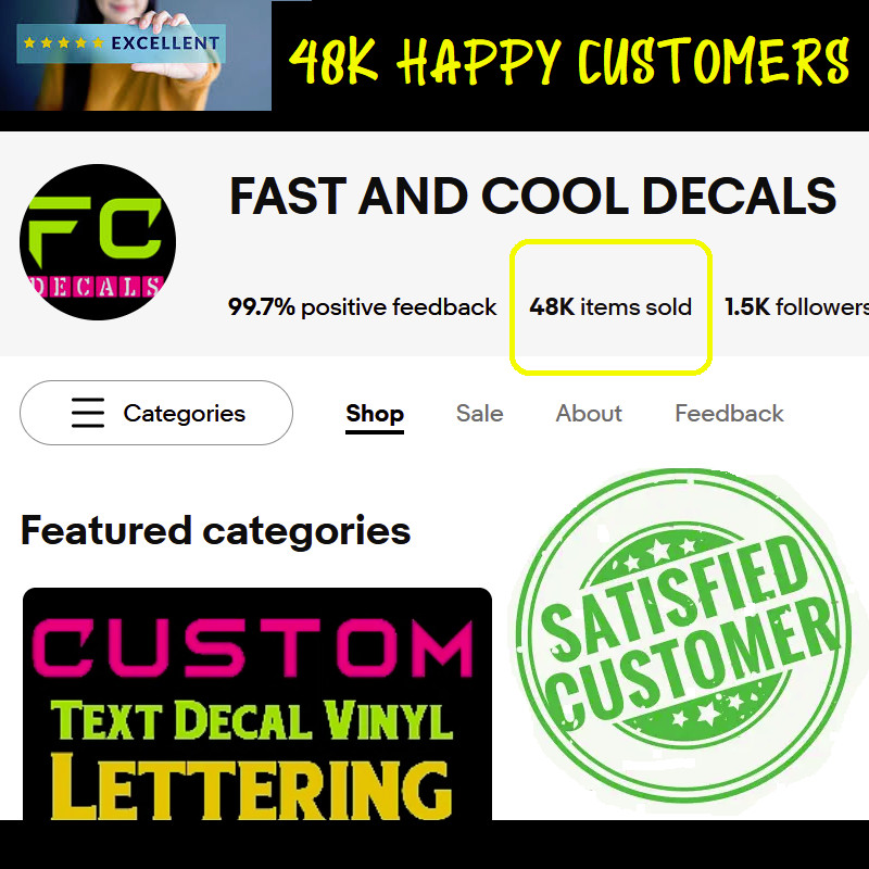 Custom Text Vinyl Lettering Sticker Decal Personalized ANY TEXT – ANY NAME [A14