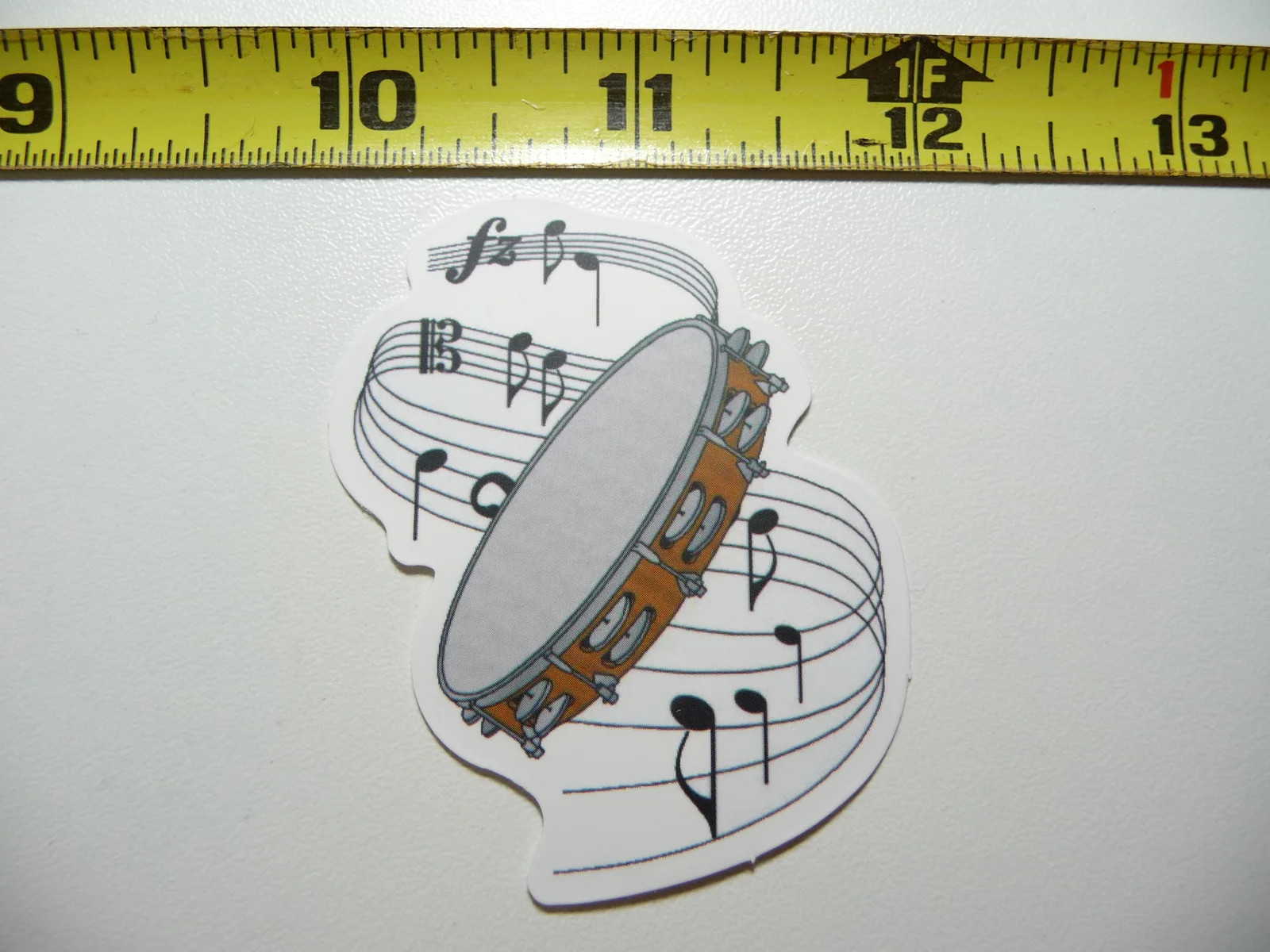 TAMBOURINE MUSIC NOTES SMALL STICKER DECAL BAND CONCERT HALL MUSICAL