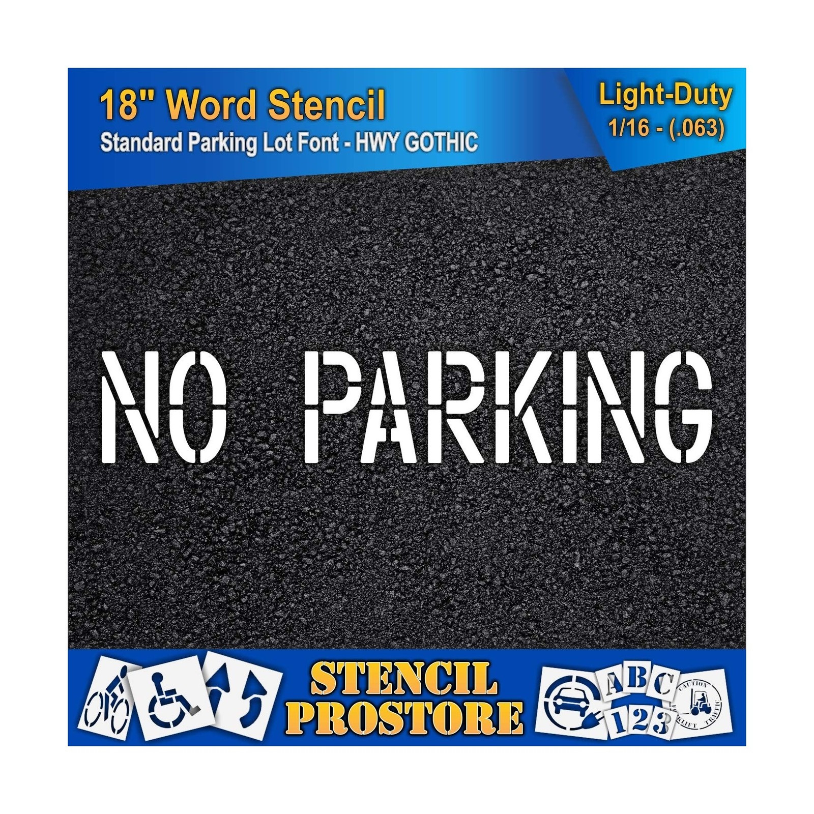 Pavement Marking Stencils – 18 inch NO Parking Stencil – 18″ x 99″ x 1/16” (…