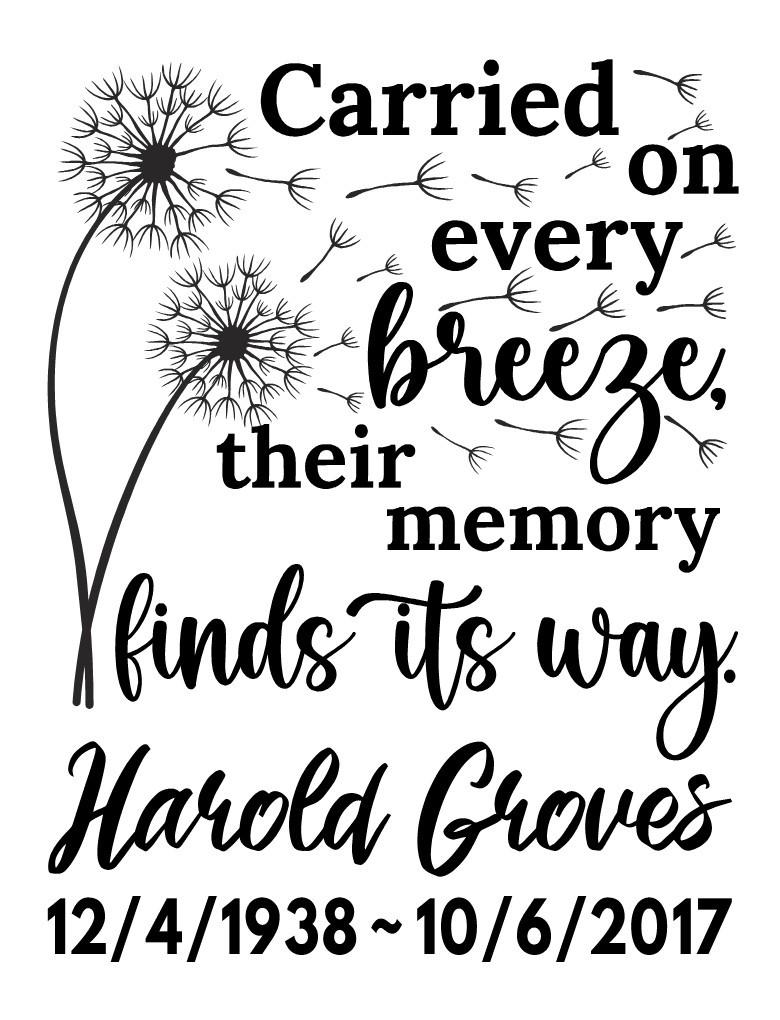 Dandelions Memorial Vinyl Decal In Memory Of Loved One “Carried On Every Breeze”