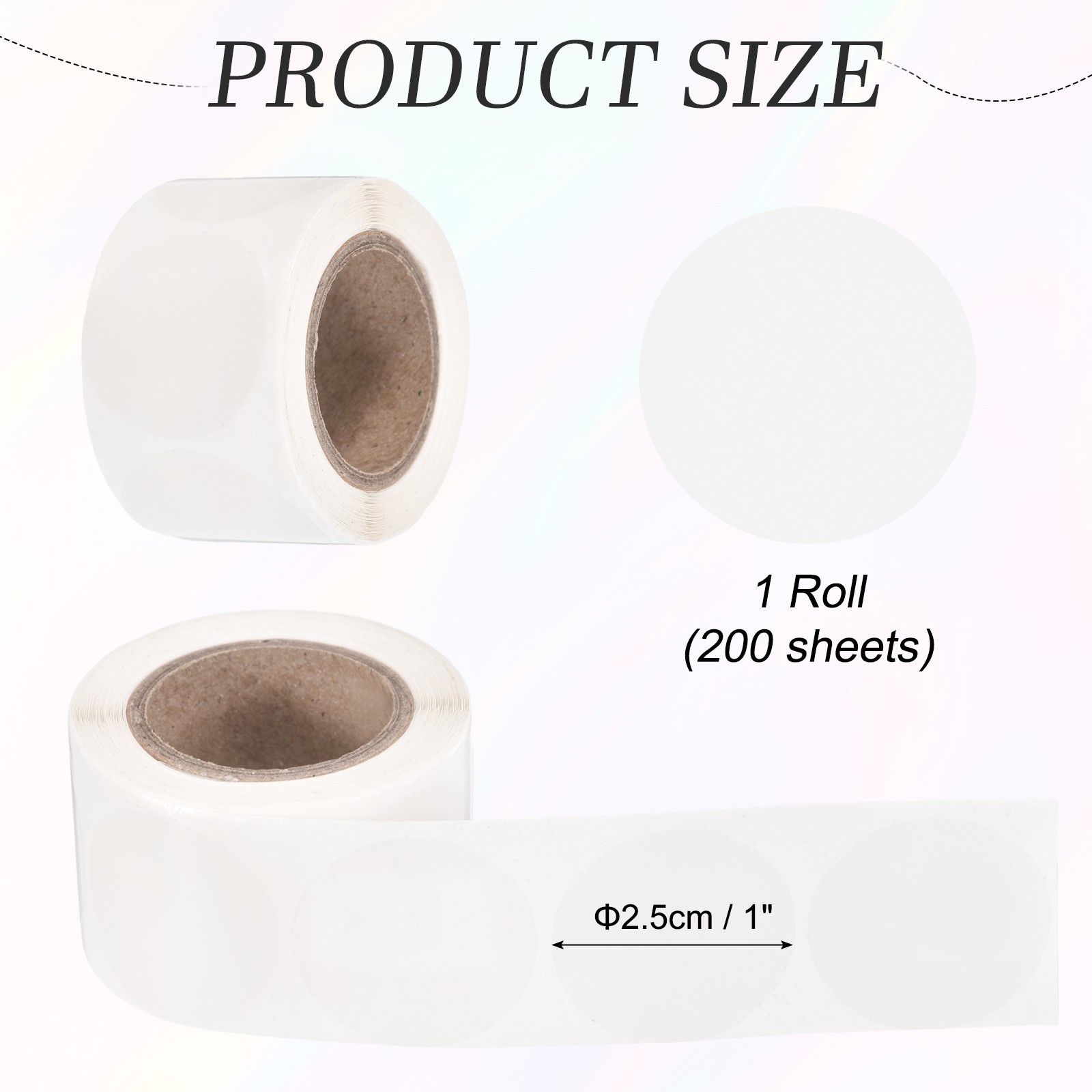 200pcs Round Thermal Label 1×1″ Self-Adhesive Thermal Stickers Clear