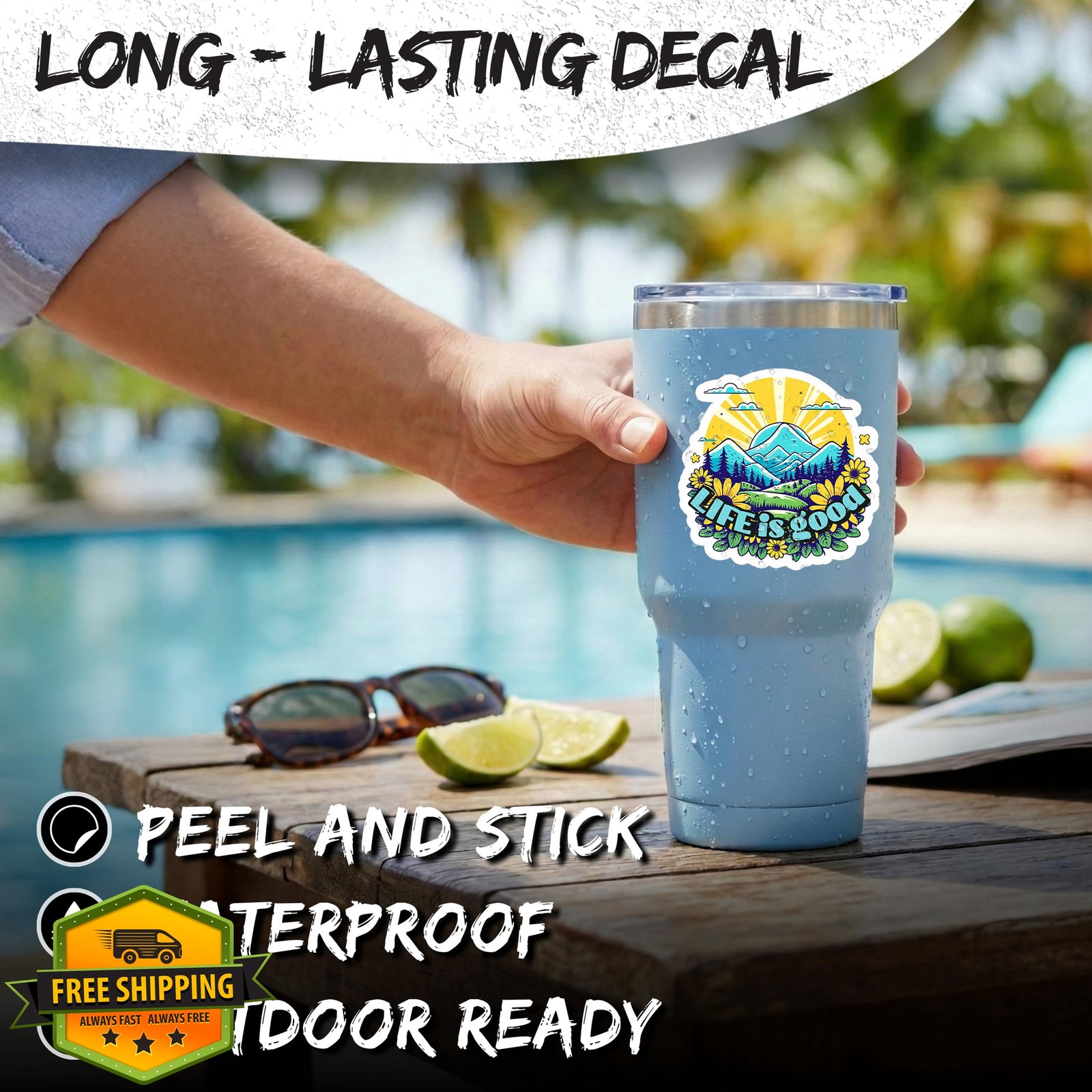 Life is Good Sticker 4″ Positive Motivational Quote Vinyl Decal
