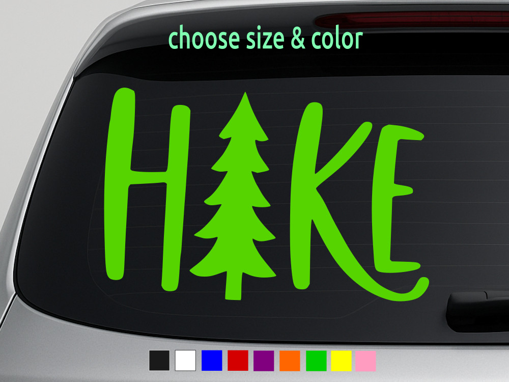 Go HIKE bold text natural explorer sticker Vinyl Decal CHOOSE SIZE COLOR