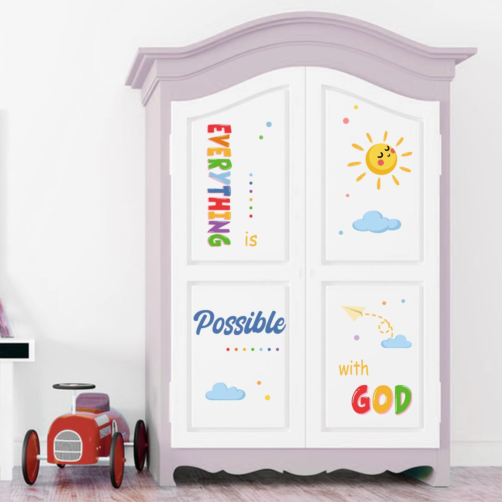 Inspirational Everything is Possible with God Wall Decals Stickers, Colorful …