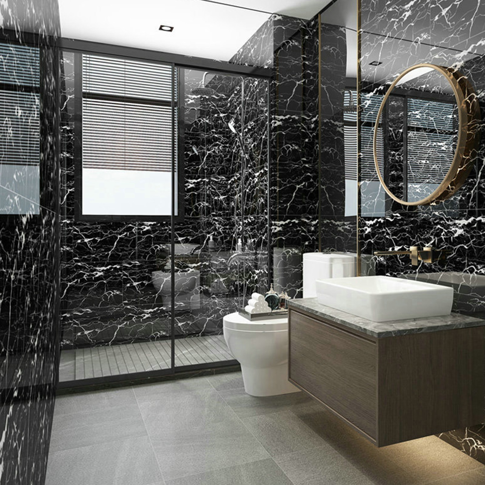 Marble Effect Wall Tile Sticker Self Adhesive Wallpaper Panel Kitchen Bathroom