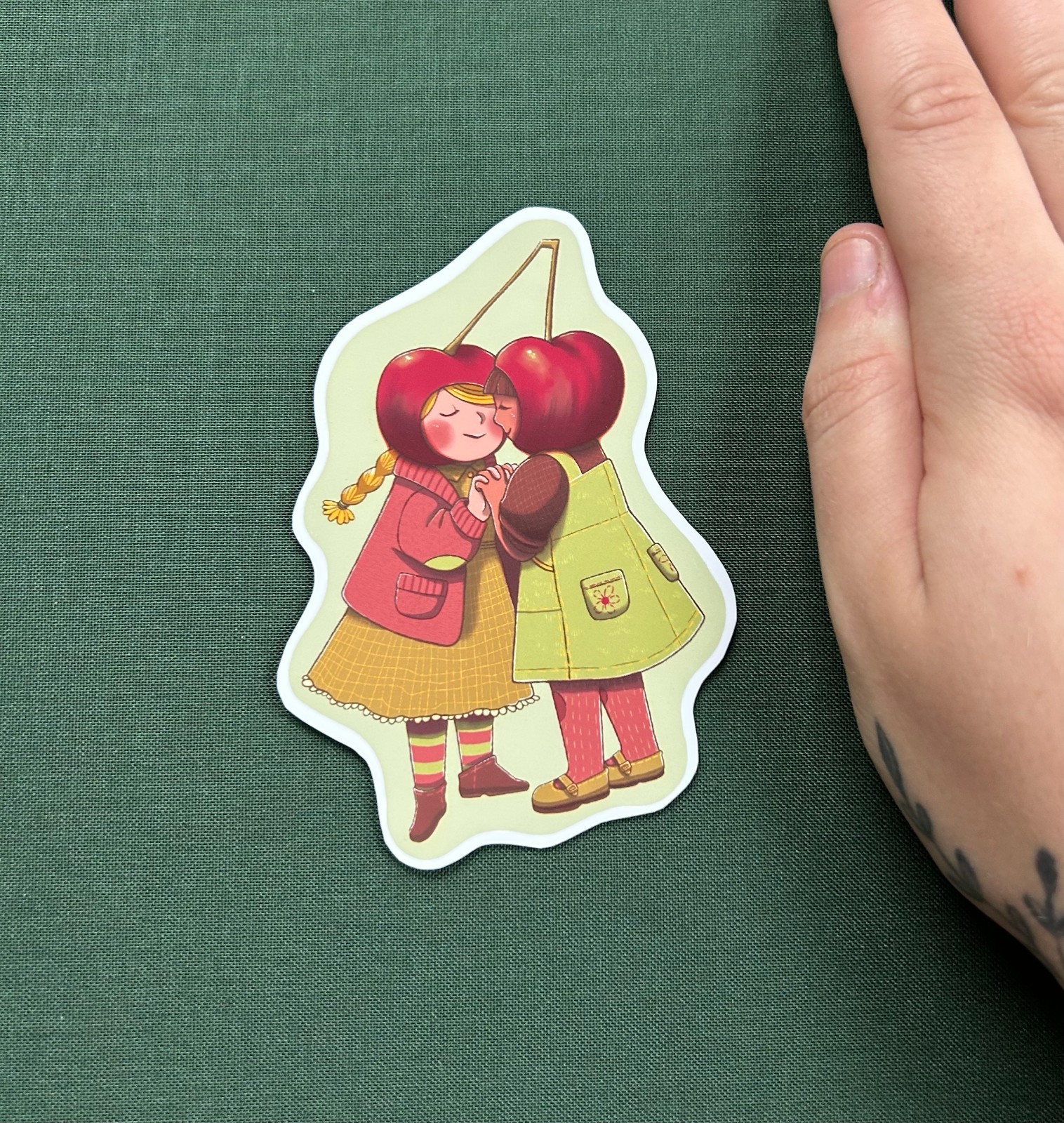 STICKER – “Cherry Girls” illustration glossy sticker, 4 inches