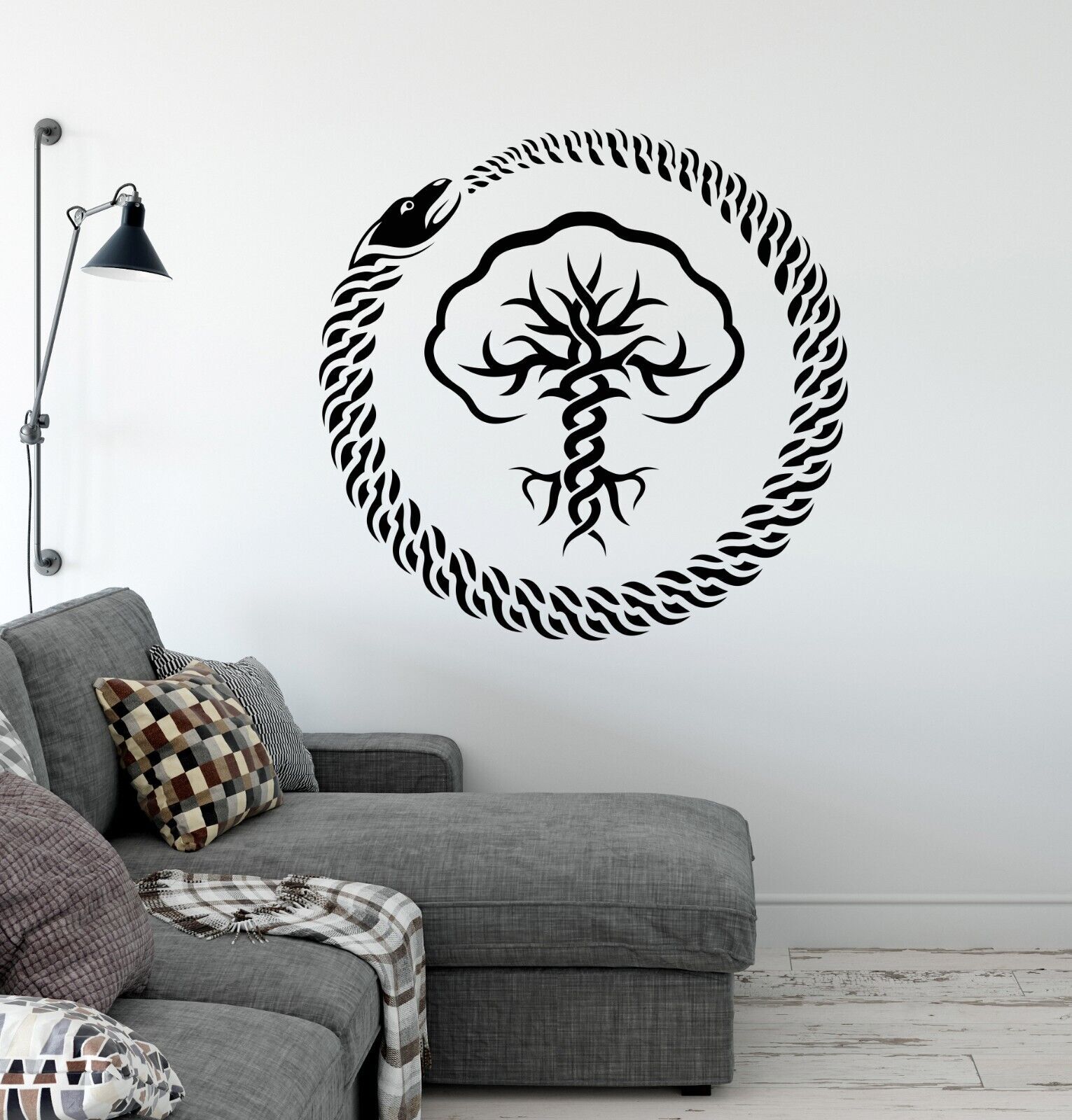 Vinyl Wall Decal Tree of Life Ouroboros Snake Ethnic Infinity Sticker (4345ig)