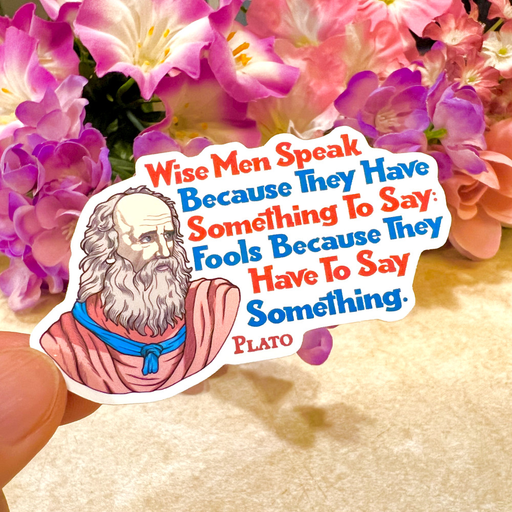 Plato Quote Sticker 2pcs | Wise Men Speak | Motivational Sticker | PI513