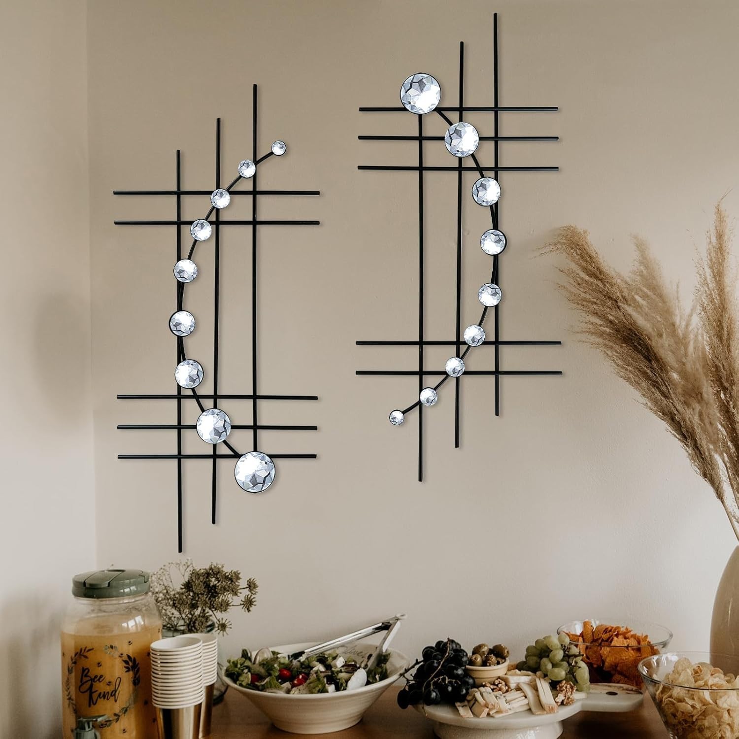 Elevate Your Space with 16.5”/24” Black Abstract Wall Art – 2 Piece Set
