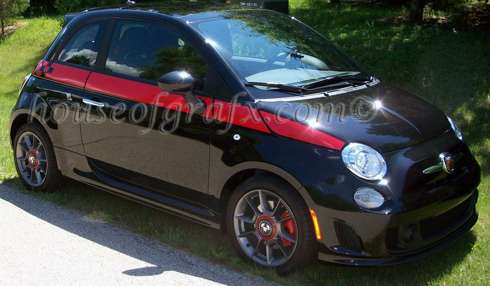 Checkered Side Body Graphics Vinyl Stripe Decals Decal fit 2011 or 2012 Fiat 500