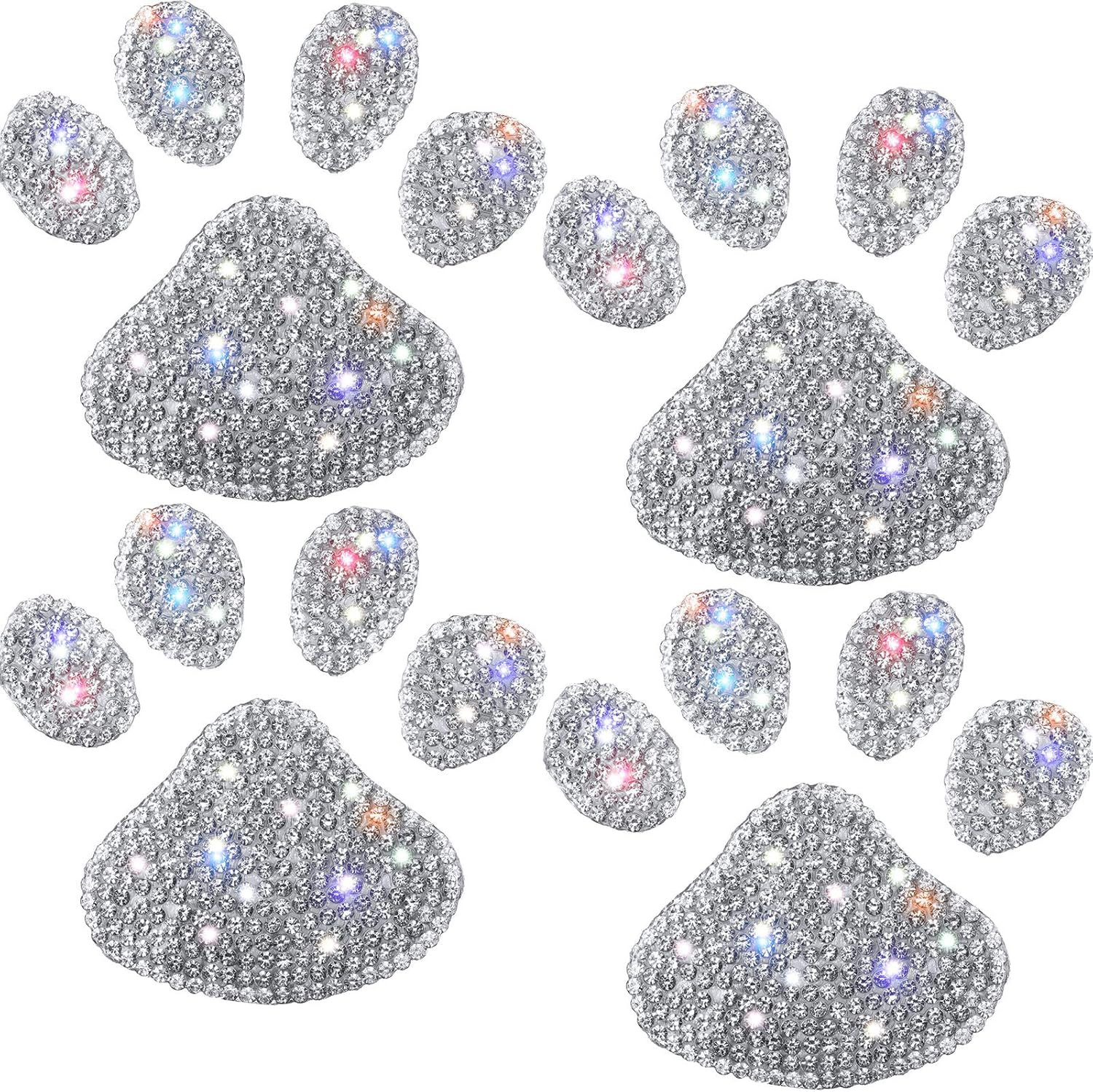 4 Pcs Bling Paw Print Car Decal Dog Paw Print Stickers Bling Rhinestone